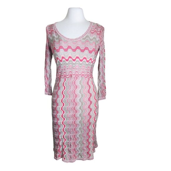 INC International Concepts 60s Retro Knit Gypsy Hippie Dress Women's M Pink - Picture 14 of 14